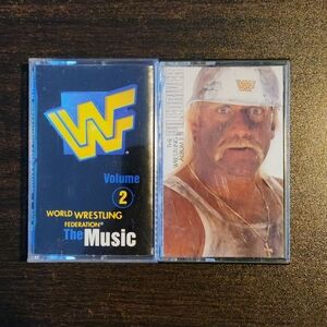 Vtg lot of 2 WWF Cassettes | Theme Music V. 2 | Piledriver The Wrest. Album